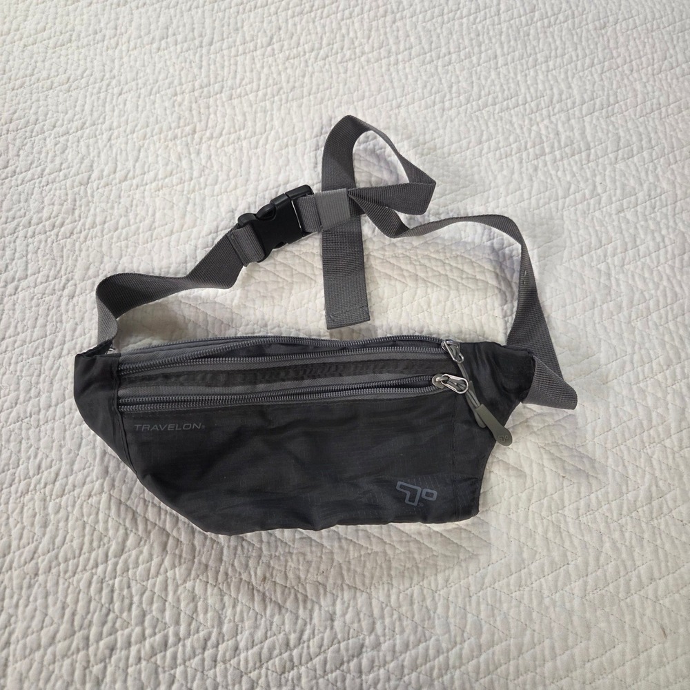 Travelon Charcoal Gray Ripstop Nylon Slim Waist Pack Money Belt Travel Bag